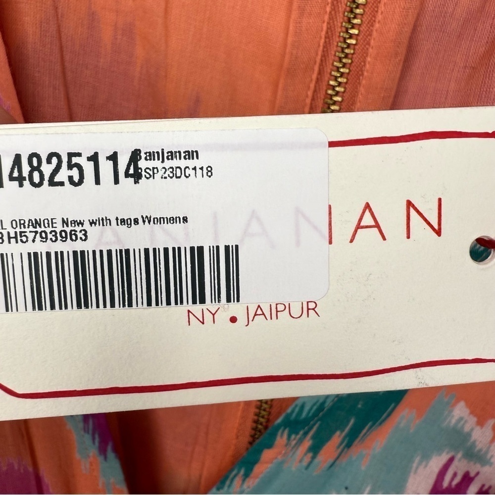 Banjanan 100% Cotton Orange and Pink Long Sleeve Dress with Cut Outs Size XL NWT - Picture 5 of 10